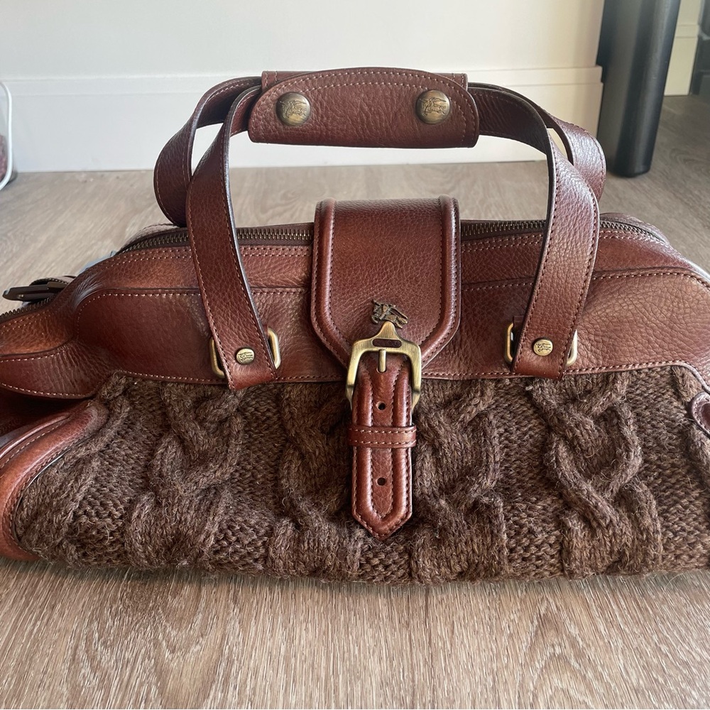Authentic Burberry Prorsum Bracken Purse Leather Wool Brown NBW